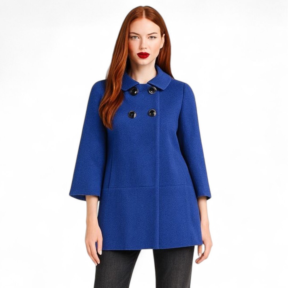 Banana Republic Wool Blend Double Breasted Blue Peacoat‎ Sz S